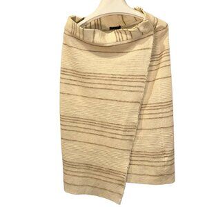 theory GORGEOUS neutral cream serape stripe "linton" wrap skirt S